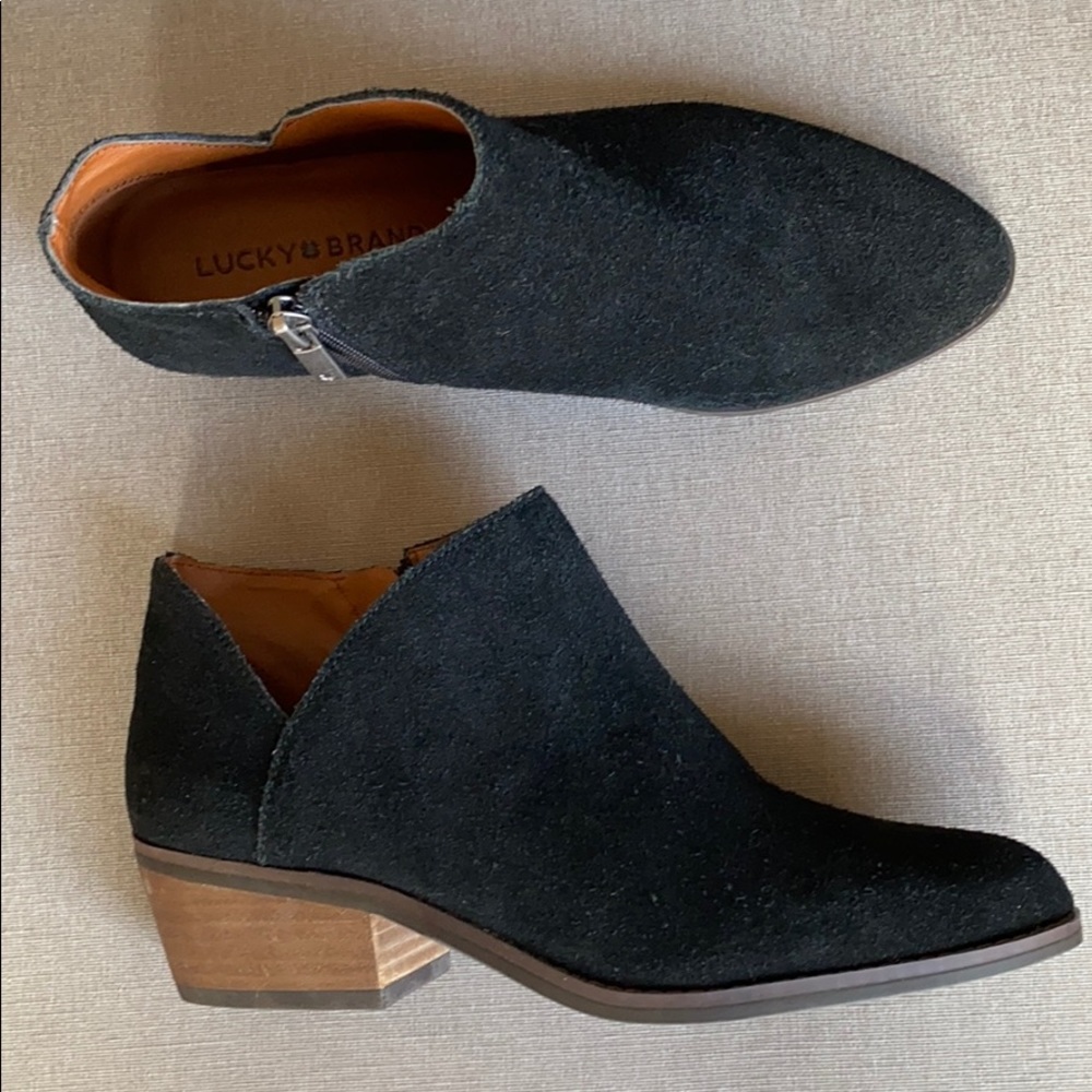 Lucky Brand Fenley Suede Ankle Boots Bootie - Picture 3 of 9